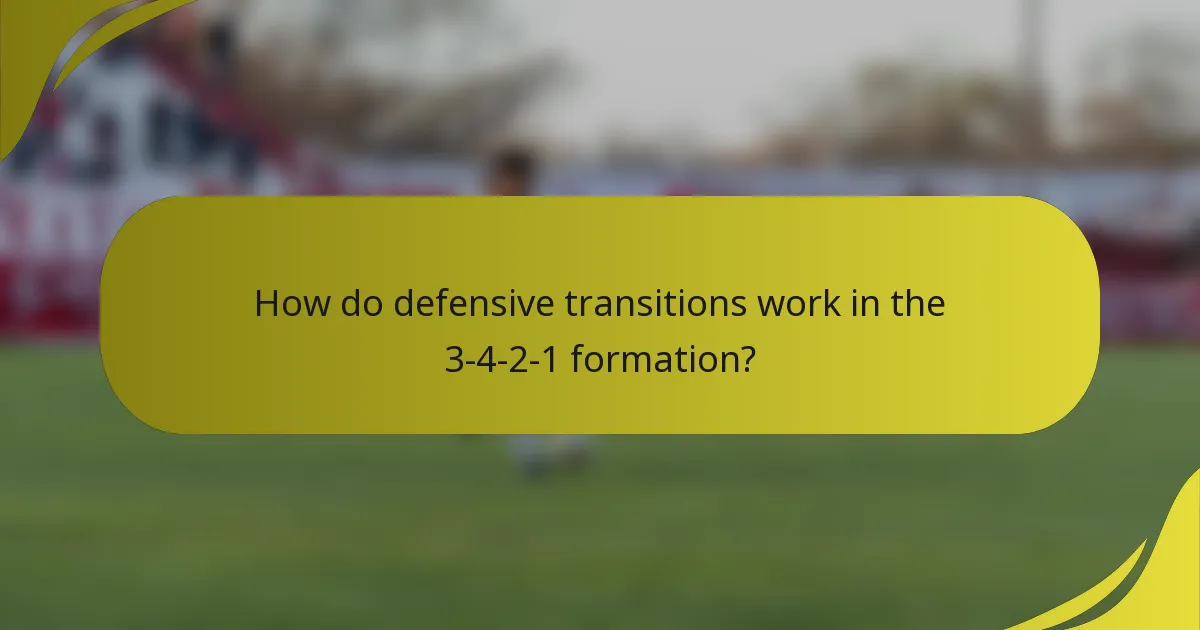 How do defensive transitions work in the 3-4-2-1 formation?